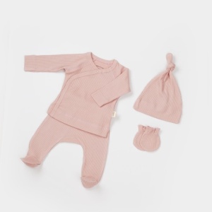 Cutie 4 piese pentru nou nascut - 100% bumbac organic - Powder, BabyCosy - Img 7