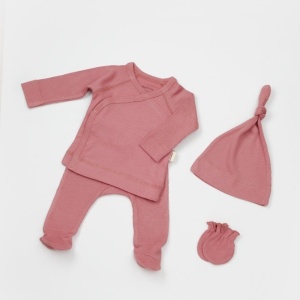 Cutie 4 piese pentru nou nascut - 100% bumbac organic - Roz, BabyCosy - Img 8