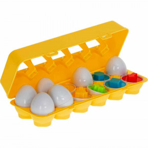 Joc educativ Matching eggs, Set 12 oua pentru invatarea formelor si culorilor Ikonka IK17739 - Img 7