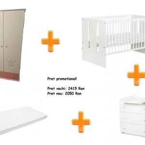 Mobilier Camera copii Si Bebelusi KLUPS KORONA - PAULA Alb-Roz