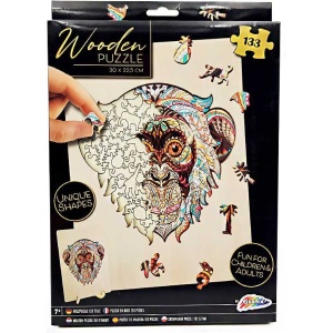 Puzzle Lemn Maimuta, 133 piese, 30x22.5 cm Grafix GR400073 - Img 2