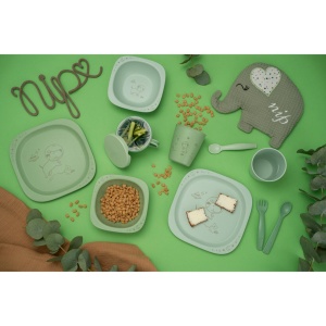 Set 2 castroane nip® Green pentru mancarea copiilor cu motive gravate laser, din materiale naturale regenerabile, fara BPA, fara melamina, lavabile in masina de spalat vase, Made in Germany, 4+ luni, verde, nip 38844 - Img 8