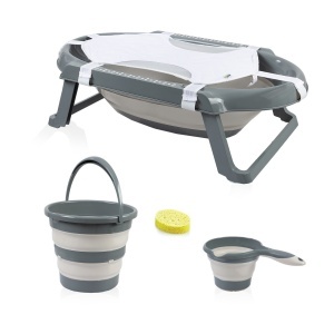 Set cadita pliabila de baie Babyjem, 5 piese, antracit