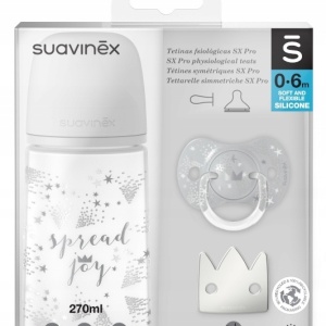 Set Cadou Biberon 270ml + Suzeta 0-6m + Clema Silver Premium, Spread Joy, Suavinex - Img 4