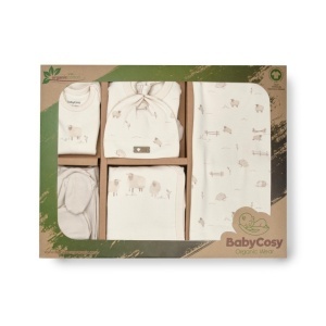 Set de 10 piese pentru nou nascut, 100% bumbac organic, Lamb, BabyCosy