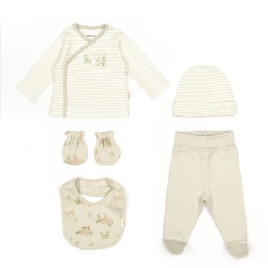 Set de 5 piese pentru nou nascut, 100% bumbac organic, Rabbit, BabyCosy - Img 3
