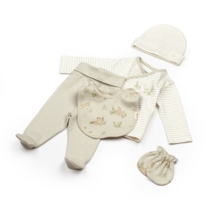 Set de 5 piese pentru nou nascut, 100% bumbac organic, Rabbit, BabyCosy - Img 5