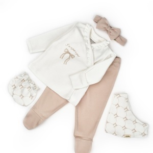 Set de 5 piese pentru nou nascut, Bow, stone, BabyCosy - Img 2