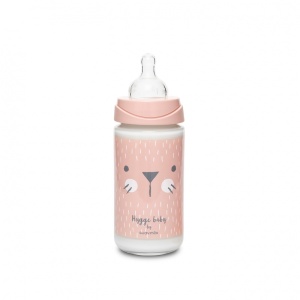 Biberon din sticla 240 ml cu tetina rotunda din silicon, 3 fluxuri, pisica gri Hygge Suavinex - Img 4