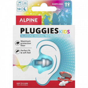 Dopuri de urechi antifonice reutilizabile pentru copii 3-12 ani, transparente, protectie zgomote SNR 25, previn patrunderea apei in ureche, ALPINE Pluggies Kids ALP23541 - Img 5