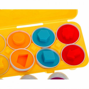Joc educativ Matching eggs, Set 12 oua pentru invatarea formelor si culorilor Ikonka IK17739 - Img 4