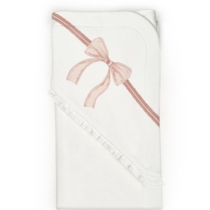 Paturica pentru nou nascut, 100% bumbac organic, Bow, BabyCosy, powder