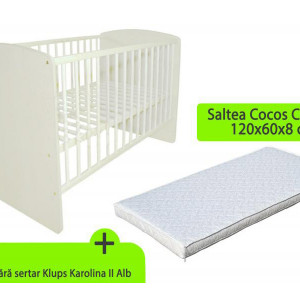 Patut Klups Karolina II Alb + Saltea 8 MyKids Confort II - Img 2