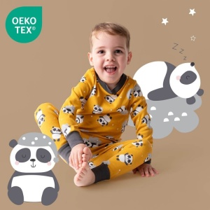 Pijama 100% bumbac organic, Panda, 7-8 ani - Img 2