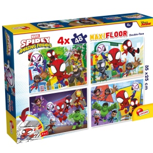 Puzzle de colorat maxi - Paienjenelul Marvel si prietenii lui uimitori (4 x 48 de piese)