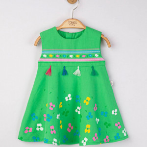 Rochita de vara pentru fetite Ciucurasi, Tongs baby (Culoare: Verde, Marime: 6-9 luni) - Img 4