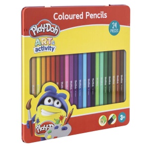 Set 24 creioane colorate in cutie metalica