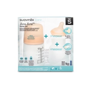 Set biberon anticolici 180 ml + tetina cu debit variabil + saculet silicon Zero Zero Suavinex
