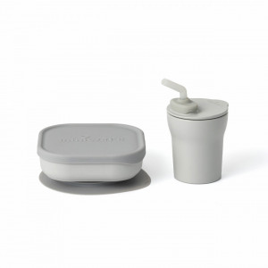 Set diversificare hrana bebelusi Miniware Sip&Snack, 100% din materiale naturale biodegradabile, 3 piese, Grey - Img 2