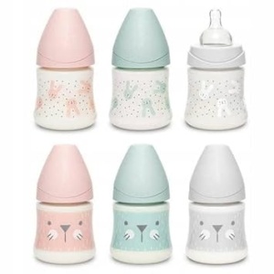 Biberon 150 ml cu tetina rotunda din silicon, debit lent, pisica gri Hygge Suavinex - Img 4