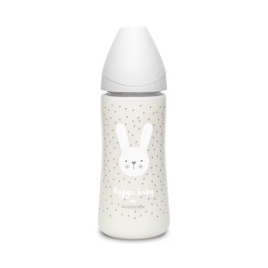 Biberon 360 ml cu tetina rotunda din silicon, debit dens, iepuras gri Hygge Suavinex - Img 2