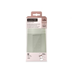 Biberon din silicon, 240ml, Colour Essence SX Pro debit mediu, verde - Img 3