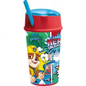 Cana cu pai, capac si compartiment alimente Paw Patrol 400 ml SunCity STF18901 - Img 2