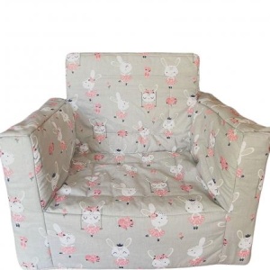 Fotoliu din burete pentru copii MyKids Dancing Bunny Gray - Img 2