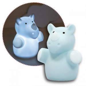 Lampa de veghe cu LED, forma rinocer, albastra, Lumilu Mini Zoo Rhino, Reer 52343 - Img 2