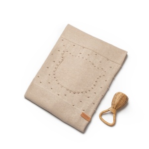 Paturica cu ursulet pentru nou nascut, 100% bumbac organic, TeddyBear, BabyCosy, maro