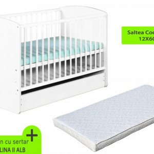 Patut cu sertar KLUPS Karolina II Alb + Saltea 8 MyKids Confort II - Img 2