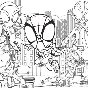 Puzzle de colorat maxi - Paienjenelul Marvel si prietenii lui uimitori (2 x 24 de piese) - Img 5