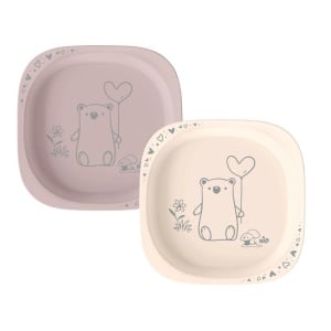 Set 2 castroane nip® Green pentru mancarea copiilor cu motive gravate laser, din materiale naturale regenerabile, fara BPA, fara melamina, lavabile in masina de spalat vase, Made in Germany, 4+ luni, roz, nip 38843 - Img 2
