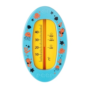 Termometru de baie pentru copii, fara mercur, fara BPA, 0+ luni, albastru, Reer 24123