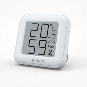 Termometru si higrometru digital de camera, ecran LCD, memorie, suport expandabil cu magnet, alb, AirBi SMILE BI1040 - Img 2