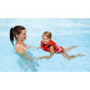 Vesta de inot pentru copii, ajustabila, 19–30 kg (3-6 ani), marimea M, rosie, cu imprimeu crocodil, Reer MySwimBuddy Swim Vest M, 66044 - Img 5