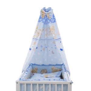Baldachin bumbac mic MyKids Teddy Hug Blue - Img 3
