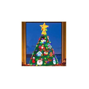 Brad de Craciun din Fetru model Conic 3D, 75x50 cm, 18 decoratiuni si banda LED inclusa Bambinice BN038 - Img 8