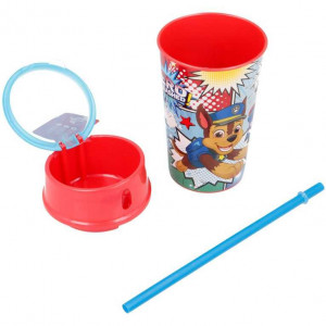 Cana cu pai, capac si compartiment alimente Paw Patrol 400 ml SunCity STF18901 - Img 3