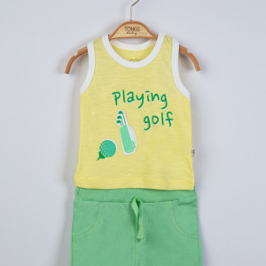 Compleu 2 piese Playing golf pentru baietei, Tongs baby (Culoare: Galben, Marime: 18-24 Luni) - Img 3