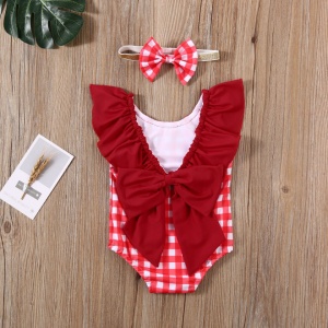 Costum de baie cu patratele rosii si bentita Drool - Img 6