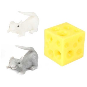 Jucarie antistres Cascaval cu 2 soriceii elastici, 5 cm Toi-Toys TT35098A - Img 3