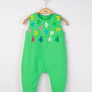 Salopeta de vara pentru bebelusi Ciucurasi, Tongs baby (Culoare: Albastru, Marime: 3-6 Luni) - Img 3