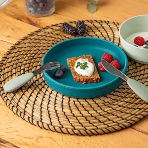 Set 3 tacamuri din otel inoxidabil (furculita, lingurita si cutit), manere din silicon, fara BPA, lavabile in masina de spalat vase, Reer 25133 - Img 7
