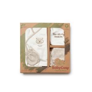 Set de 5 piese pentru nou nascut, 100% bumbac organic, TeddyBear, BabyCosy