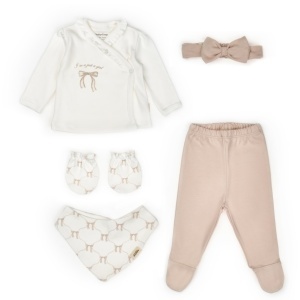 Set de 5 piese pentru nou nascut, Bow, stone, BabyCosy - Img 3