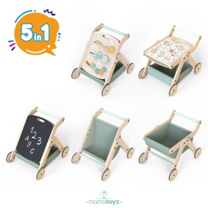 Antepremergator model CITY din lemn 5 in 1 MamaToyz cu masuta de activitati - Img 2