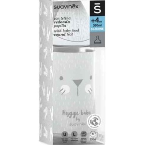 Biberon 360 ml cu tetina rotunda din silicon, debit dens, pisica gri Hygge Suavinex - Img 5