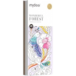 Carte de colorat cu apa, pensula de pictat si culori incluse, 19 x 8 x 1.3 cm, Wonderful Forest Mideer MD4194 - Img 2