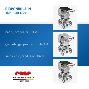 Copertina solara carucior copii, protectie UV UPF 80+, parasolar universal reglabil, protectie vant si ploaie usoara, prindere elastica universala, montare rapida, verde, Reer ShineSafe 84313 - Img 6